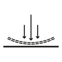 Downward arrow symbols. Deflection vector illustration. Impact effect design. Curved graphic shapes.