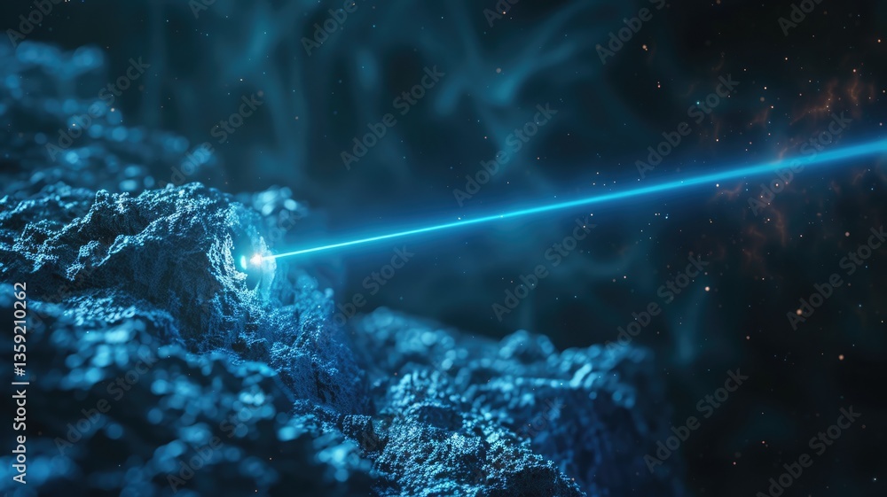 Poster sparkling laser beam effect dash with high-speed shine and emit electric light on machine background