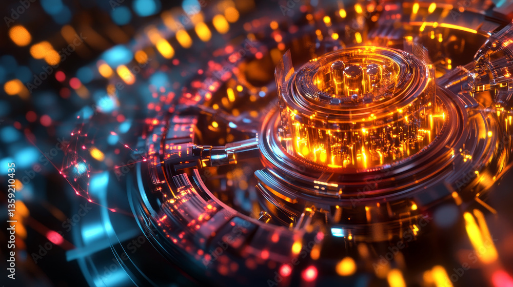Poster abstract tech background.futuristic technologies in global communication. geometric structure of a q