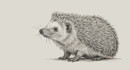 Fototapeta premium Spring awakening from hibernation hedgehog, Detailed sketch of a hedgehog showcasing its unique features