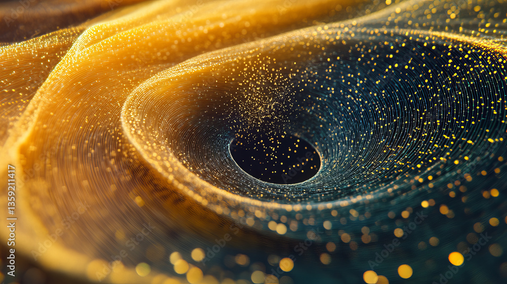 Poster big data funnel. abstract 3d illustration. technology neural network background concept. wave, dots,