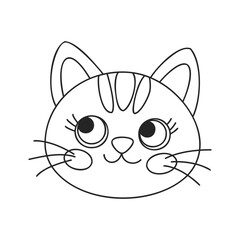 Fototapeta premium A cute cat in a linear style is isolated on a white background.