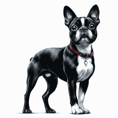 Fototapeta premium Boston Terrier dog isolated watercolor vector illustration svg