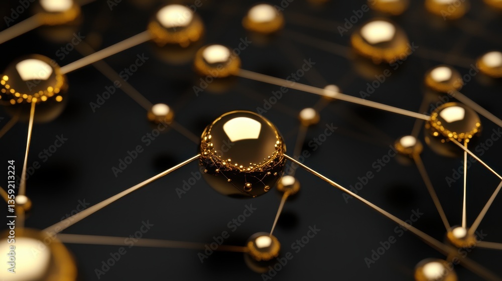 Poster golden network sphere connection abstract background