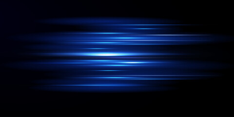 Motion light effect for banners. Blue lines. The effect of speed on a blue background. lines of light, speed and movement. Vector lens flare.