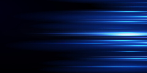 Motion light effect for banners. Blue lines. The effect of speed on a blue background. lines of light, speed and movement. Vector lens flare.