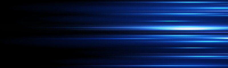 Motion light effect for banners. Blue lines. The effect of speed on a blue background. lines of light, speed and movement. Vector lens flare.