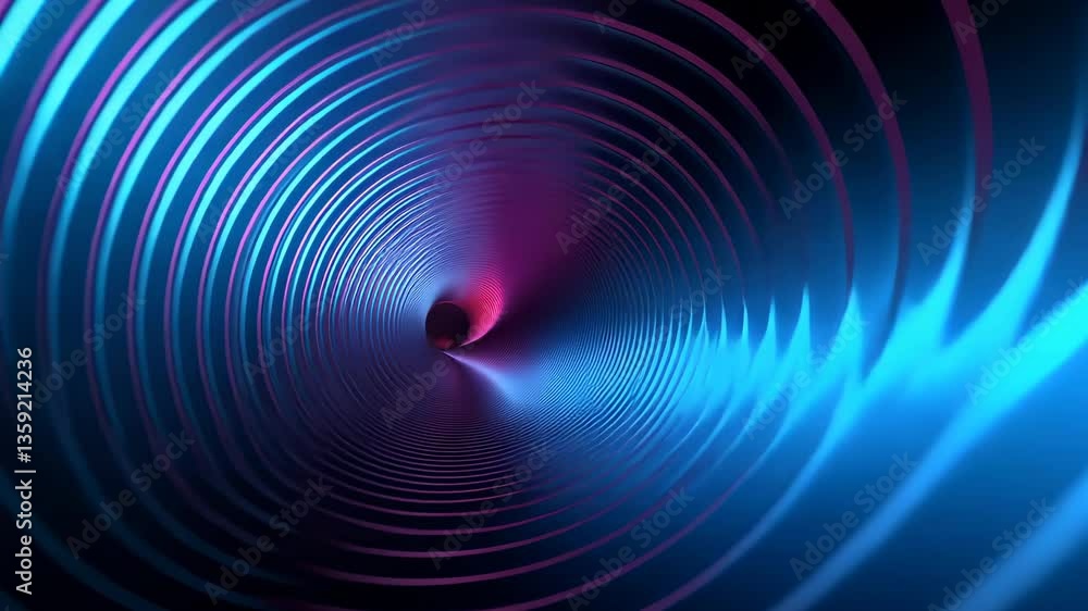 Aufkleber abstract neon tunnel with blue and purple light effect with circular pattern and dynamic movement
