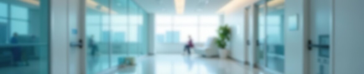 Blurred white bokeh background in modern hospital interior,  light,  technology