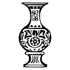 Hand drawn individual vases art pottery black vector