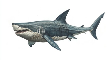 Naklejka premium Basking Shark. Enormous Body of Endangered Arctic Animal in Deep Dive near Coll Island, Scotland