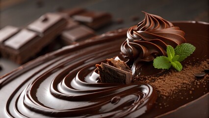 Tasty chocolate paste as background, closeup view