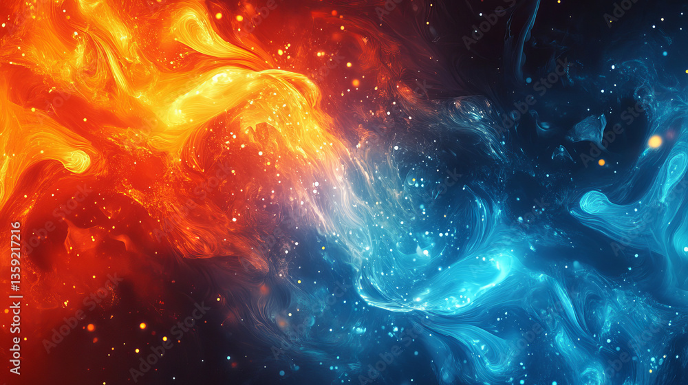 Poster fresh colorful abstract background. flame and ice