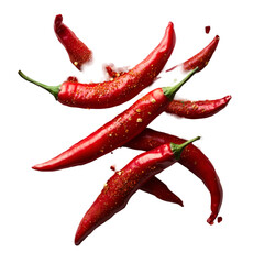 Spicy Red Chili Peppers Flying Food Photography