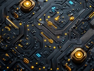 Fototapeta premium Technological circuit board design digital space macro photography abstract view