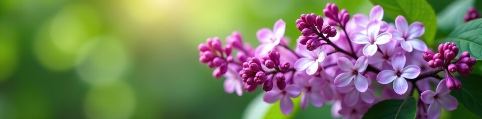 Beautiful Lilac Syringa vulgaris bush with purple and white blooms, perfect for springtime gardens,  Syringa vulgaris,  premium