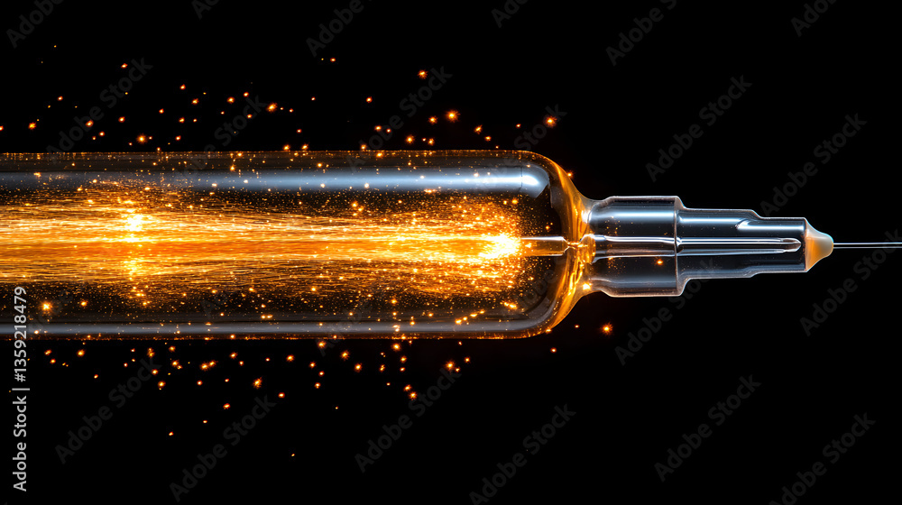 Poster energized beam: a close-up showcases a dynamic beam of energy coursing through a transparent tube, w