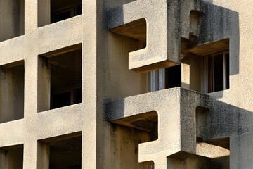 Abstract Brutalist Architecture Building Facade Detail