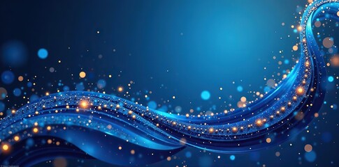 Blue abstract background with elegant gold swirls and shimmering diamonds,  abstract, luxury