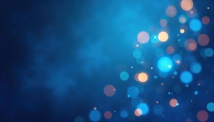 Blue abstract background with festive bokeh lights creating a magical and whimsical atmosphere,  celebration,  sparkling