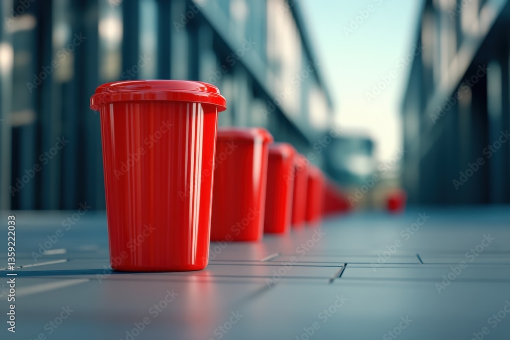 Poster red containers stand in a row