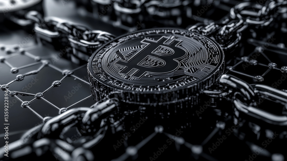 Poster cyberspace abstract concept. blockchain network. fintech technology. 3d illustration on a technologi