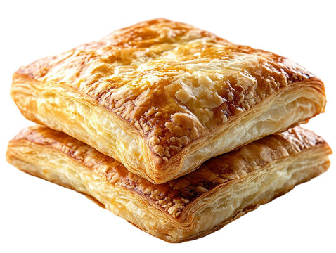 Two delicious, freshly baked puff pastry desserts isolated on white background. Suitable for marketing or business purposes. PNG file - Powered by Adobe