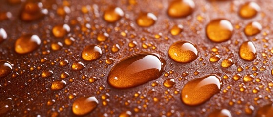 Water drops on brown surface