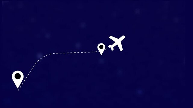 travel flying route destination, Travel on airplane map simple animation background.