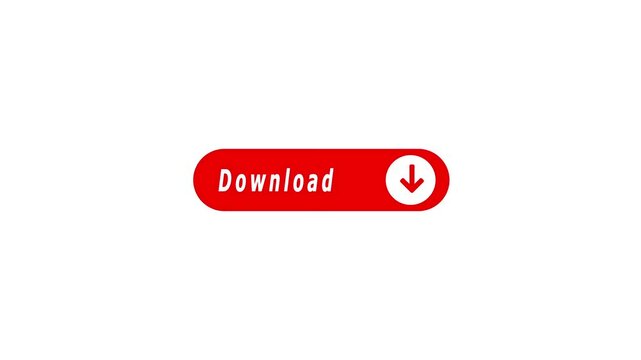 Red download button icon animation. Download menu Icon. rectangle shape download button icon.
