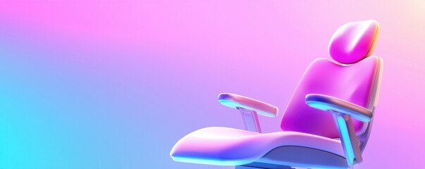Fototapeta premium Modern Pink and White Chair in Vibrant Gradient Setting
