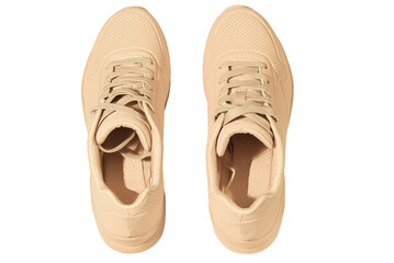Top view of women's athletic shoes.