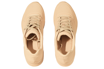 Top view of women's athletic shoes.