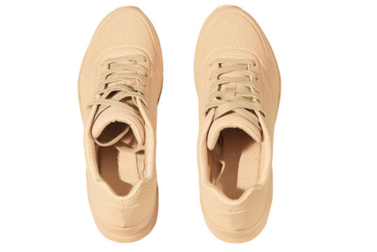 Top view of women's athletic shoes.