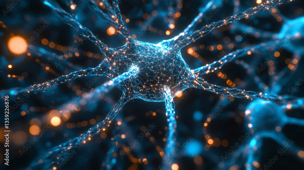 Poster ai concept. nanotechnological cocoon, futuristic processor, neural networks in cyber world. high tec