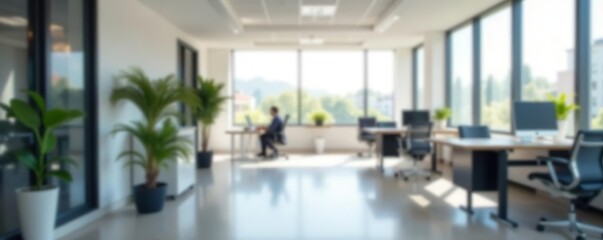 Bright and modern office space with blurred background perfect for video calls,  business,  communication