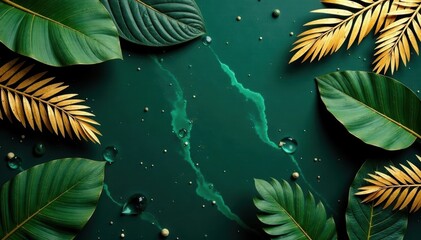 Luxurious golden palm leaf pattern on onyx backdrop Sophisticated tropical elegance , black, plant, tropical