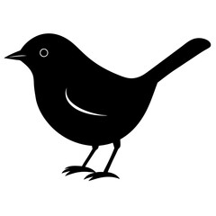 wren bird black silhouette vector, Simple silhouette Design vector icon with white background. Wild bird