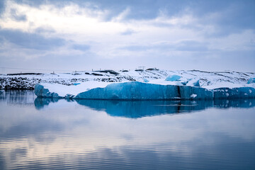 Winter landscape of jokulsarlon glacier lagoon in the south part of Iceland.