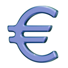 Fototapeta premium Metallic Euro Symbol 3D Render on Transparent Background
