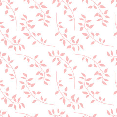 Floral seamless pattern of delicate pink branches.
