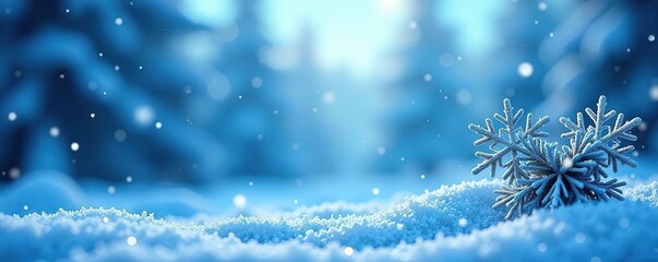Blue winter background with snow and snowflakes,  frozen,  beauty