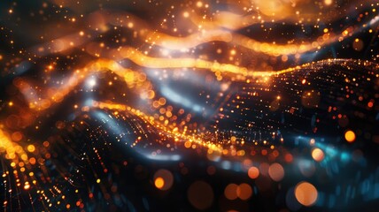 Obraz premium Abstract design of colorful light shine across graphic background. Visual effect particle glow with mixing of color reflect brightness to scenery perfect for energetic and creativity wallpaper. AIG53.