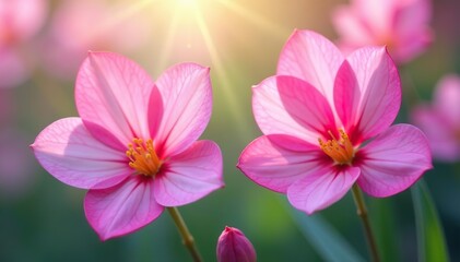 Obraz premium Beautiful Spring flowers banner with delicate Freesia flowers in full bloom, creating a colorful and vibrant background perfect for any design project or advertisement, background, flowers