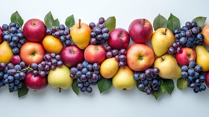 Fresh fruits arrangement kitchen food photography bright top view healthy eating