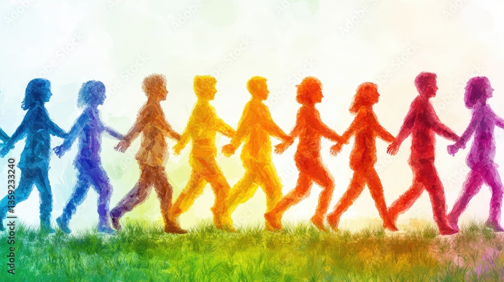 Poster rainbow walk: a colorful journey of unity and togetherness