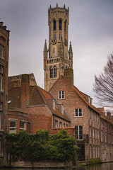 The cityscape and street view of the old town in Bruges, Belgium.