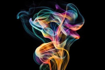 Colorful smoke swirls on black