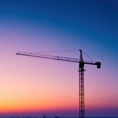 Crane silhouette against sunset