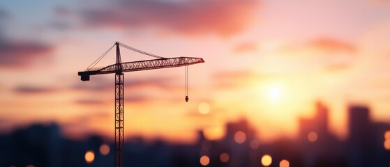 Construction crane at dusk
